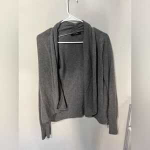 Saks Fifth Avenue‎ Womens SMALL 100% Cashmere Gray Sweater Open Cardigan
